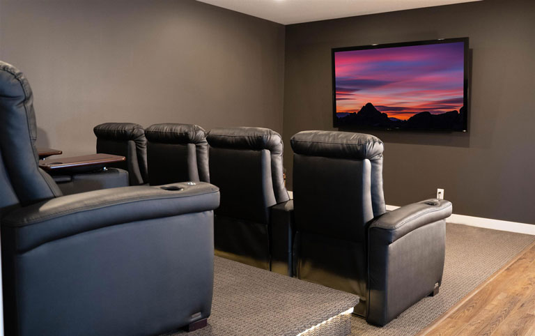home theater mancave with octane challenger theater seats