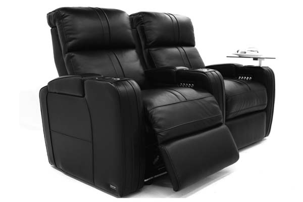 octane flash hr row of 2 theater seats in black top-grain leather
