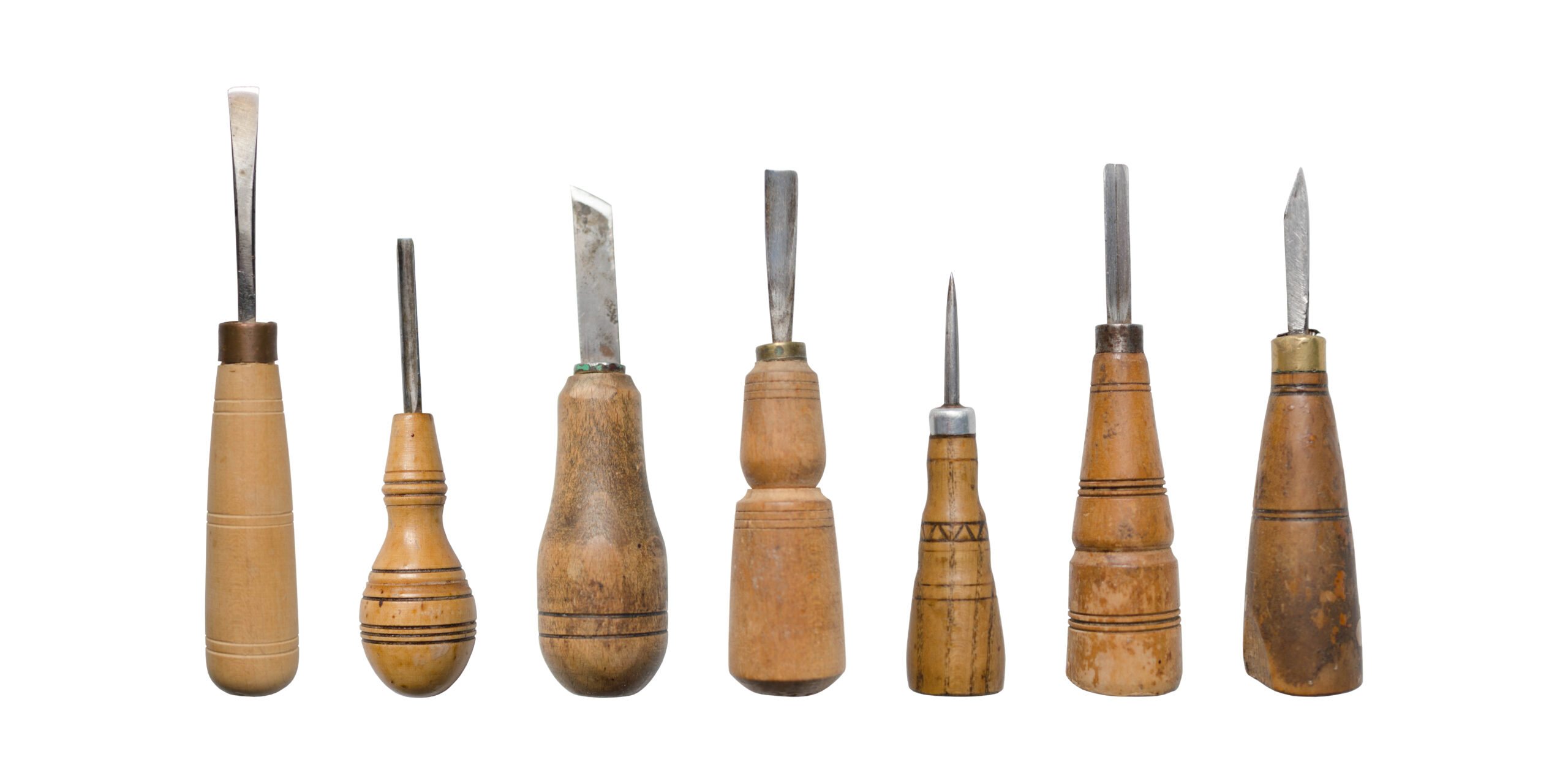 set of various woodworking chisels