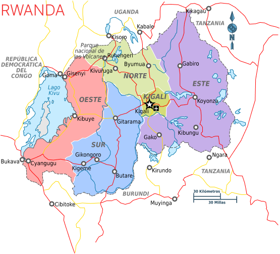 map of rwanda
