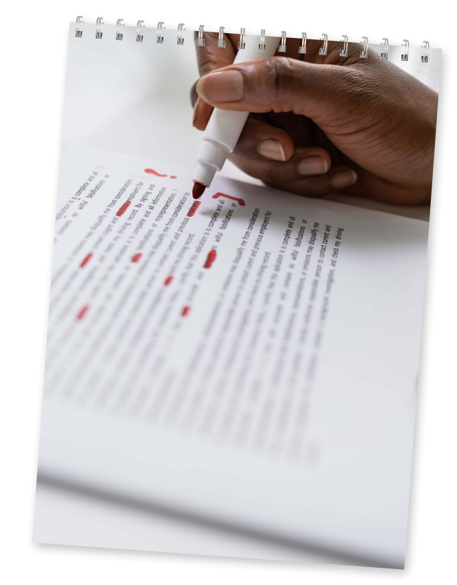 marking a script with red pen