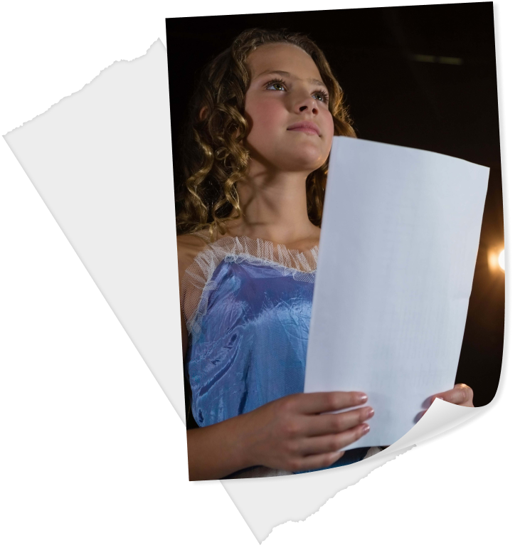 litle girl reading a script