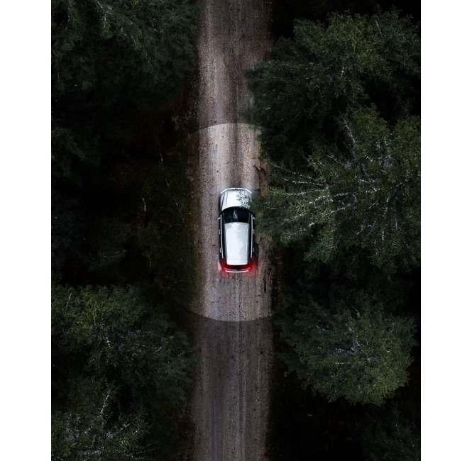 aerial view of driving car
