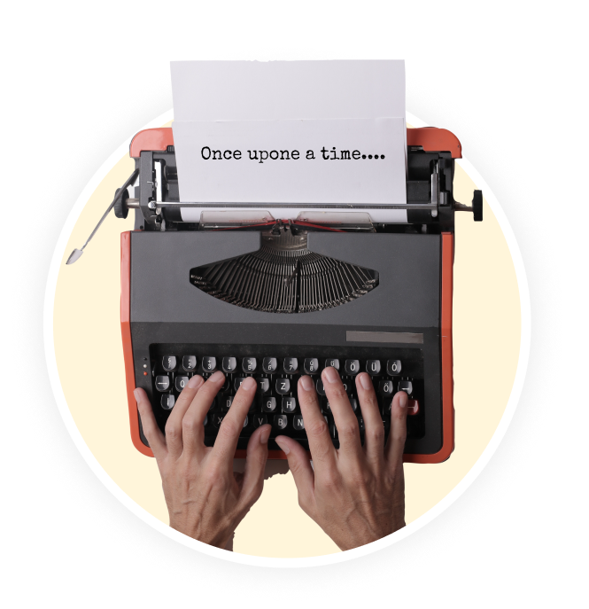 writing story on typewriter