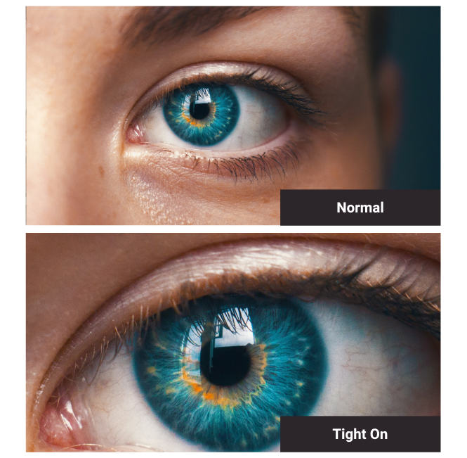 normal vs. tight on eye shot
