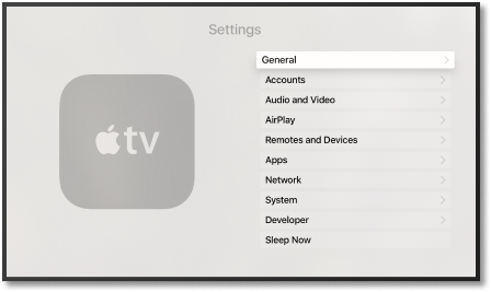 apple tv settings page