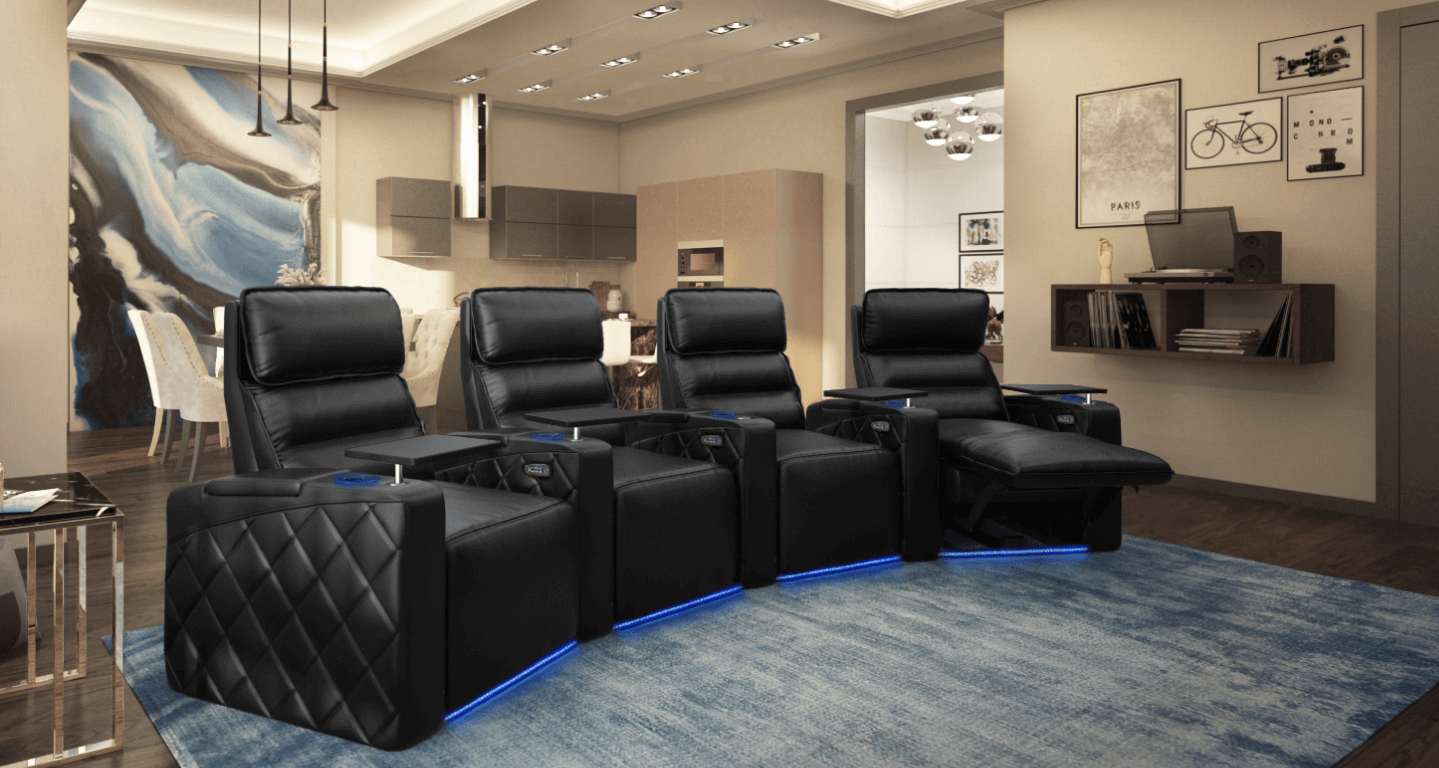 four black recliners