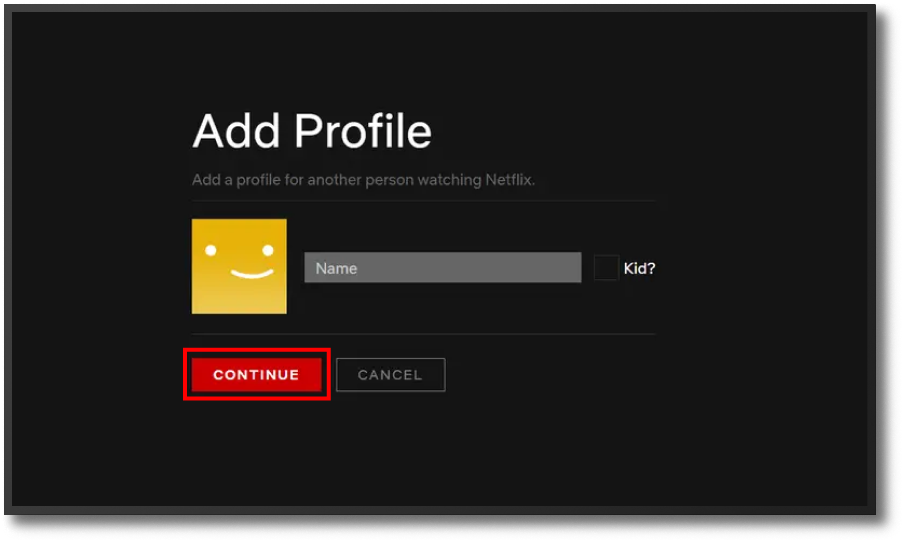 Add profile on Netflix