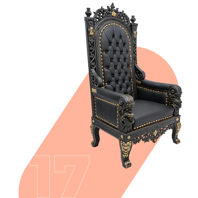 Skull Armchair Faceted Handcrafted with Black Velvet Seat