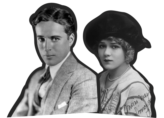 Charlie Chaplain and Mary Pickford