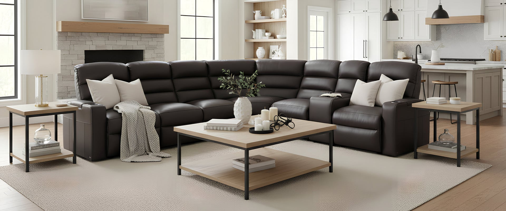 octane magnum sectional cogniac italian leather