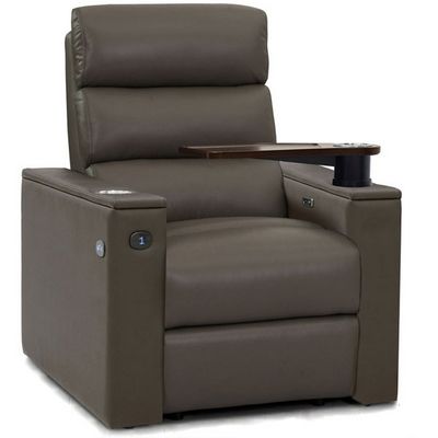 brown theater seating with cup holder