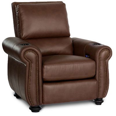 brown leather powered recliner