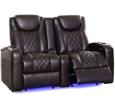 2 seater leather recliner with console