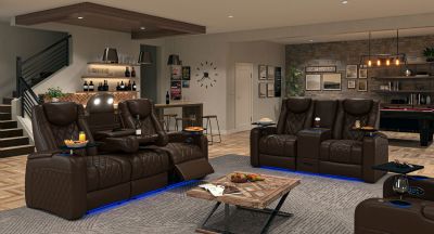  theather seating for two leather with console
