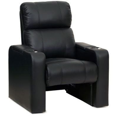 recliner motion chair leather black with cup holder