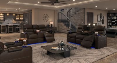 dual reclining sofa with drop down table