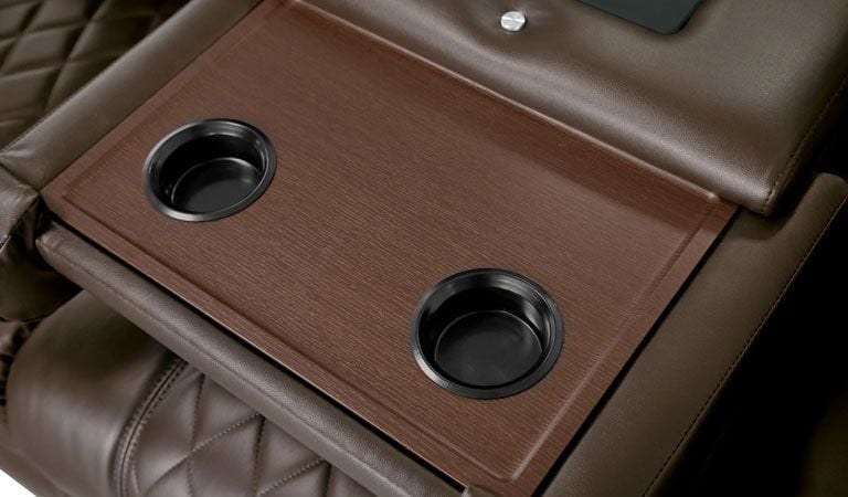 leather lounger with cup holder