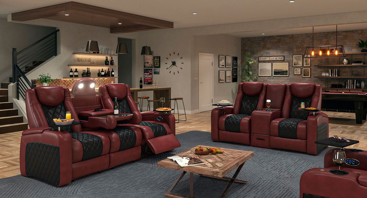 reclining sofa with fold down console