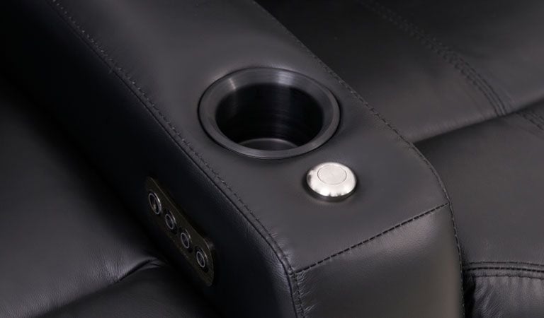 black leather chairs with arms cup holder