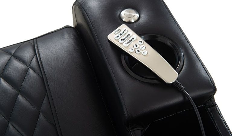 black real leather recliner with storage usb port