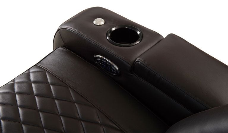 reclining sofa with drop-down cup holder