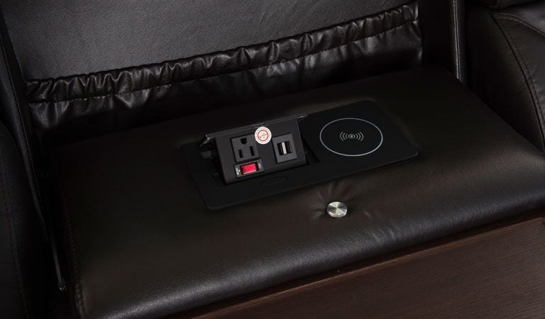 recliner seat with heater and plugs