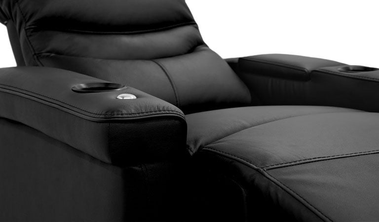 black leather chairs with arms cup holder