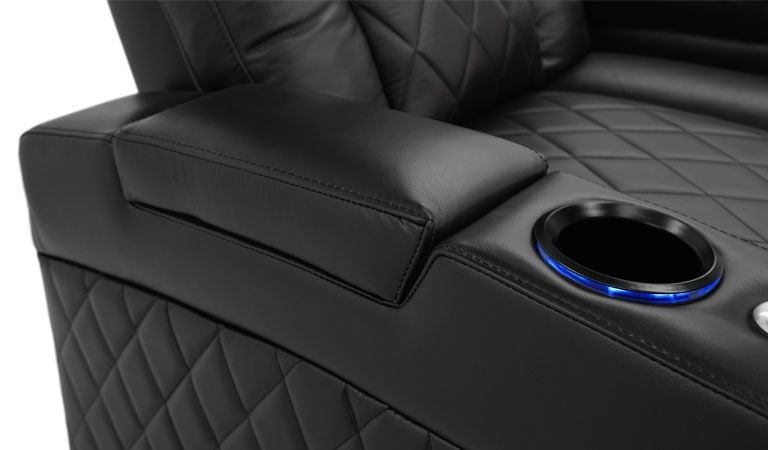 black leather chairs with arms cup holder