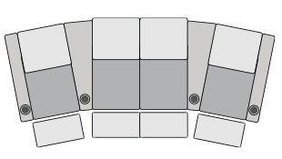 row of 4 Curved with Center Loveseat