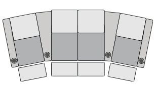 row of 4 Curved with Center Loveseat