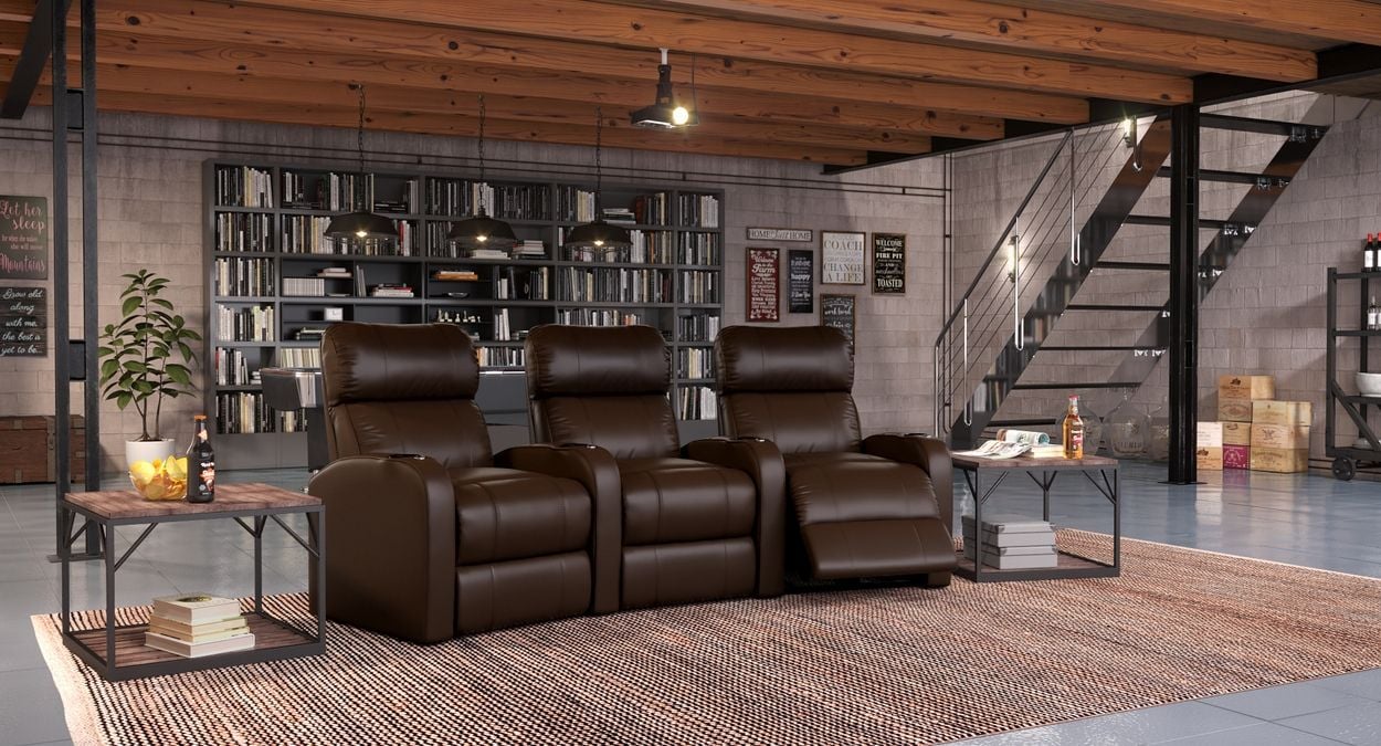 theater room seating 3 seater