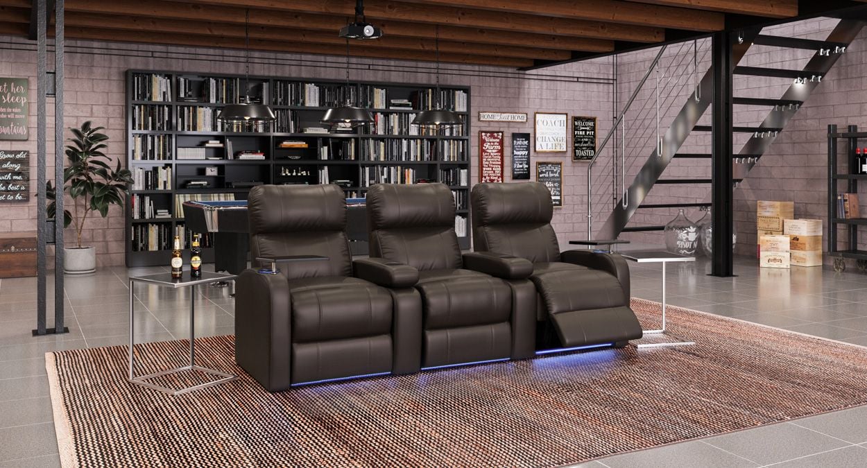 theater room seating 3 seater