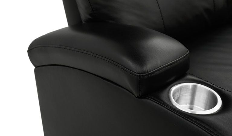 black leather chairs with arms cup holder