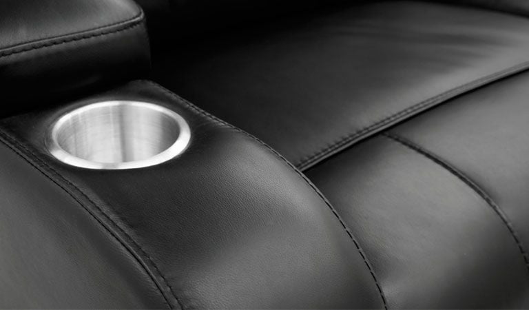 black leather chairs with arms cup holder