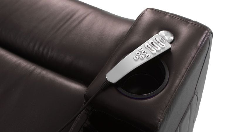 leather lounger with cup holder