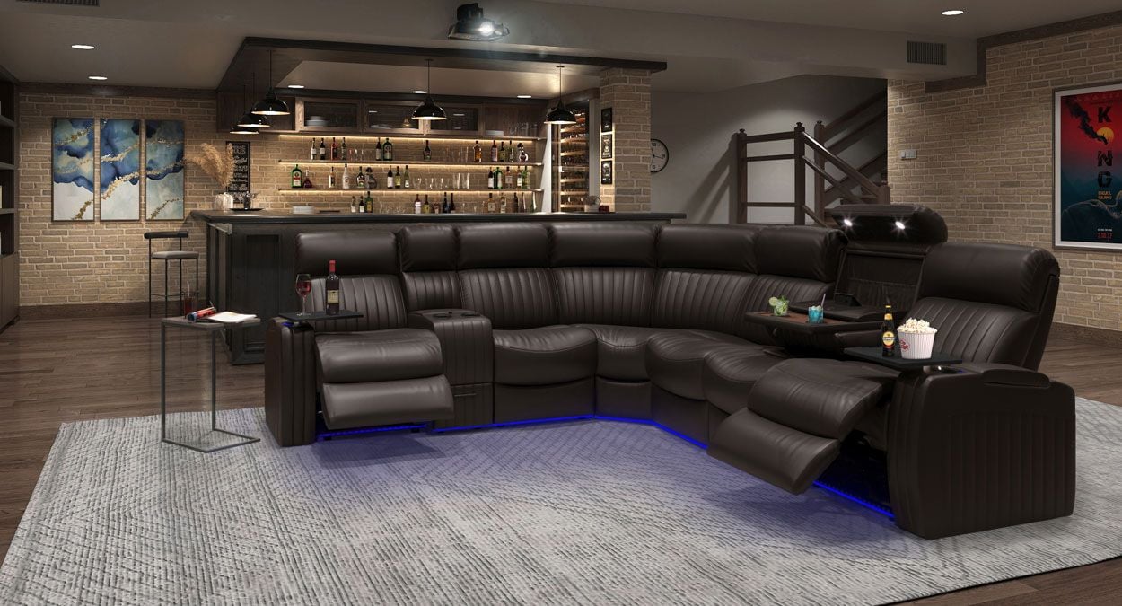 Heat lumbar-support epic sectional recliner