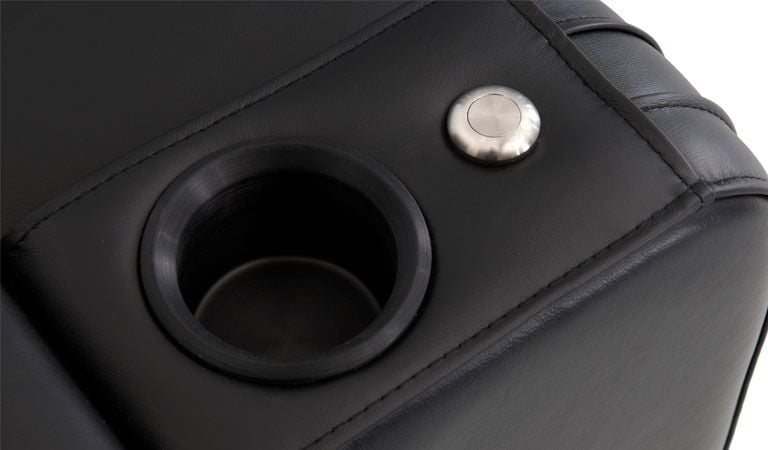 flash black leather recliner lighted cup holder