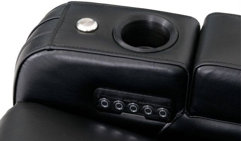 black leather chairs with arms cup holder