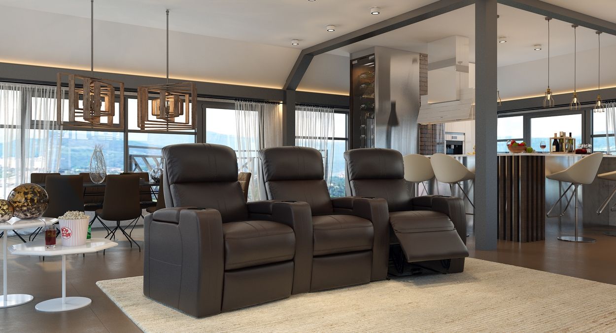 3 straight row theatre recliners