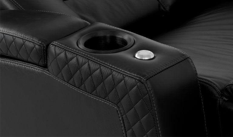 black leather chairs with arms cup holder