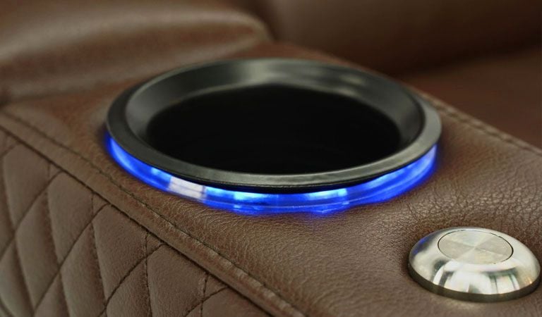 leather lounger with cup holder