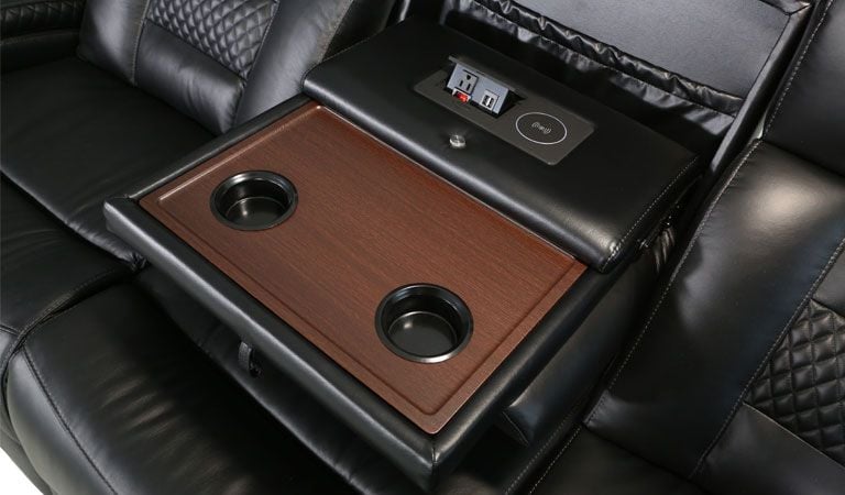 leather power reclining theater chair with usb
