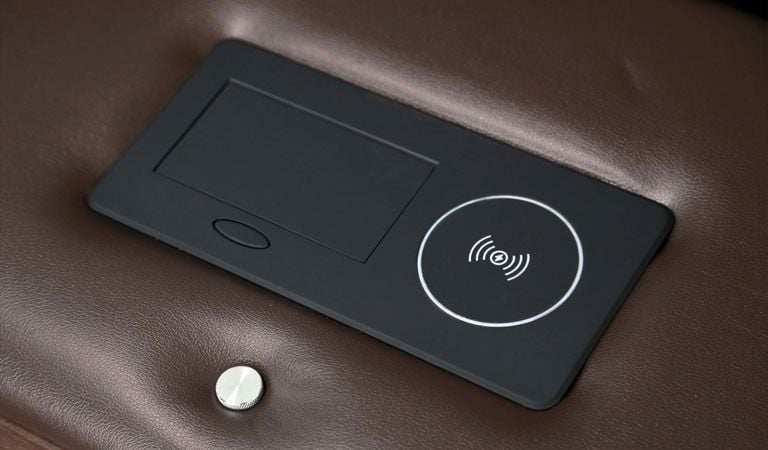 Flash theater seats with charging pods