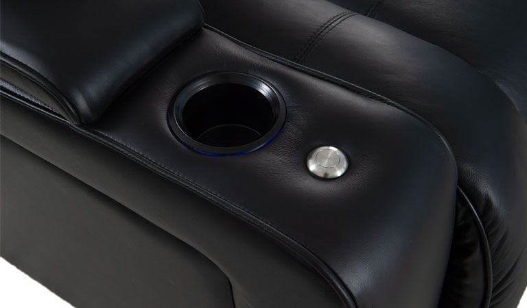 black narrow recliners with cup holder