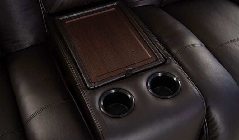 Octane power recliner headrest cup holder