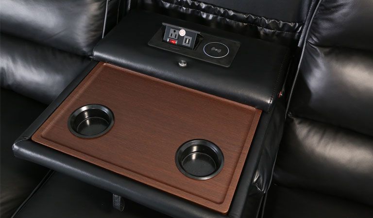 movie theater brown recliner chair with cup holder
