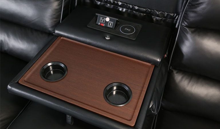 movie theater brown recliner chair with cup holder