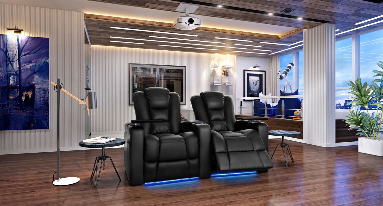 2 connected reclining seats