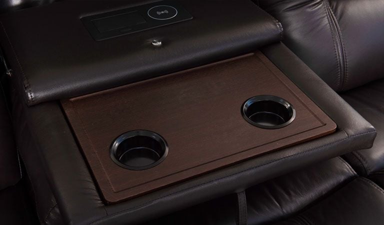 Octane  reclining sofa with fold down console